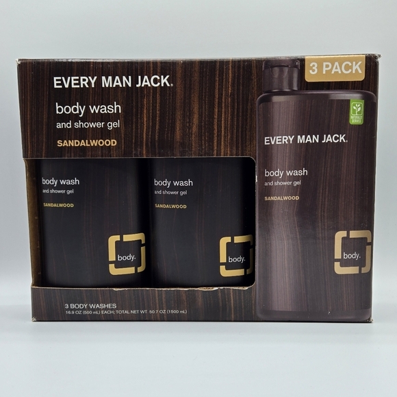 Every Man Jack Sandalwood Body Wash 3 Pack - Picture 1 of 6